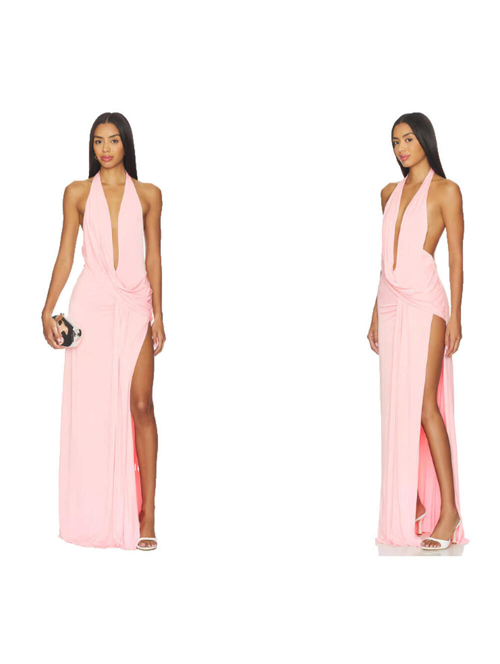 Natalie Rolt Winona Gown blossom pink High side slit size S NWT $580msrp